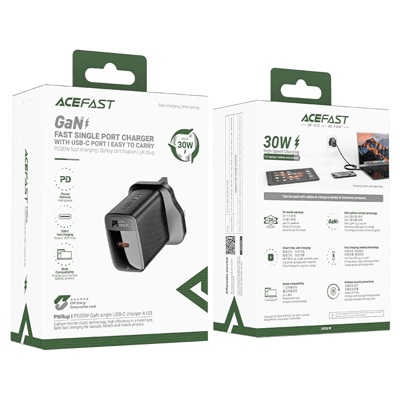 ACEFAST Fast Charge Wall Charger A103 PD30W GaN (1xUSB-C) UK