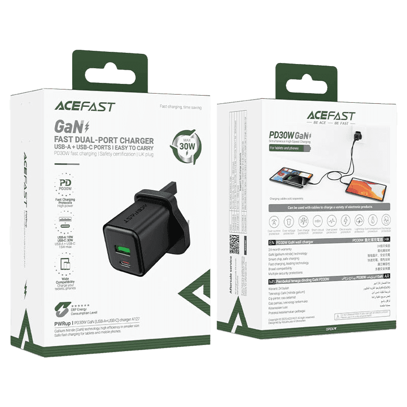 Fast Charge Wall Charger ACEFAST A127 PD30W GaN