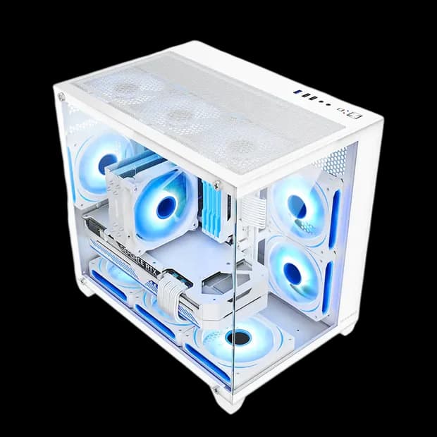 Huntkey S920 Storm Full View M-ATX Gaming PC Case, Dual Tempered Glass Panels, Support 9 Fans & 240mm Liquid Cooling, RTX 50 Series Compatible (Fans Not Included) - Image 2