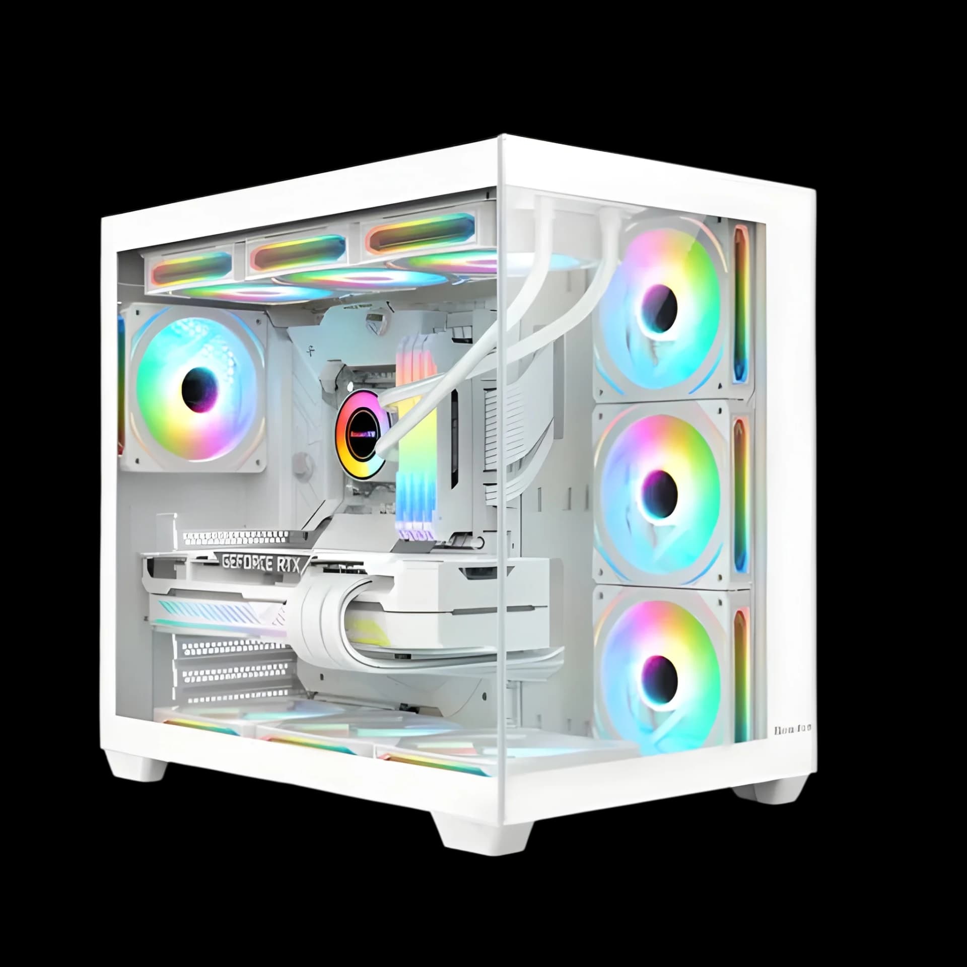 Huntkey S980 Tornado Full View Gaming PC Case, ATX/M-ATX/Mini-ITX Support, Dual Tempered Glass Panels, 10 Fan Slots & 360mm Liquid Cooling Ready, 400mm GPU Compatible (Fans Not Included)