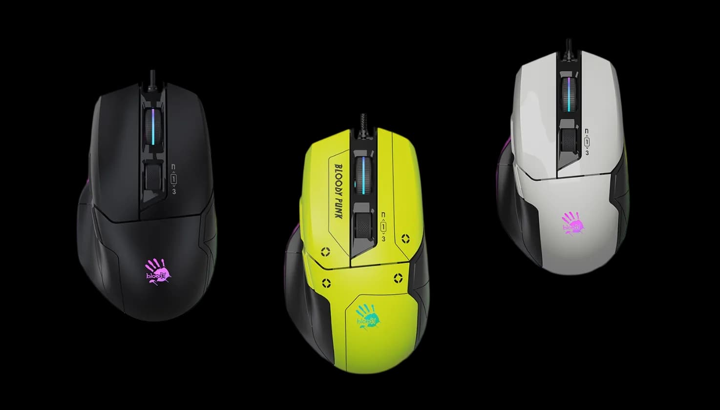 Bloody W70 Max RGB Gaming Mouse (Black ,Yellow ,White)