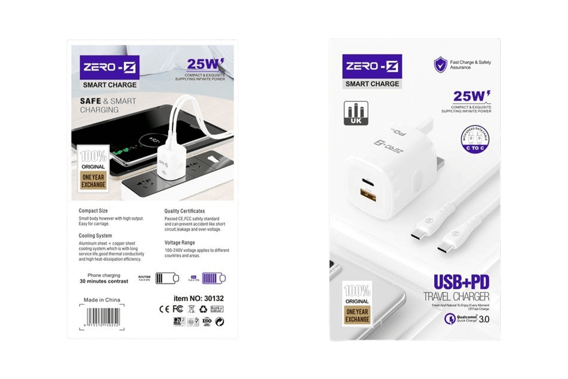 Zero-Z 25W PD & QC 3.0 Wall Charger