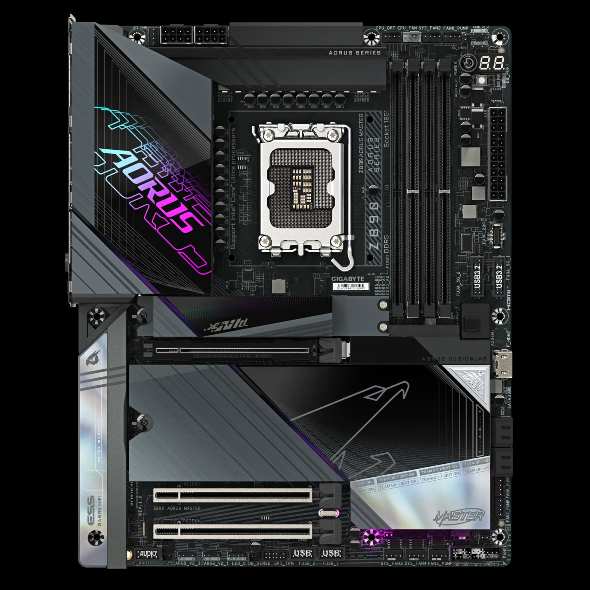 Gigabyte Z890 AORUS MASTER ATX Motherboard – LGA 1851, DDR5 (OC), PCIe 5.0, 5× M.2, Dual Thunderbolt 4, Wi‑Fi 7, Dual 10GbE