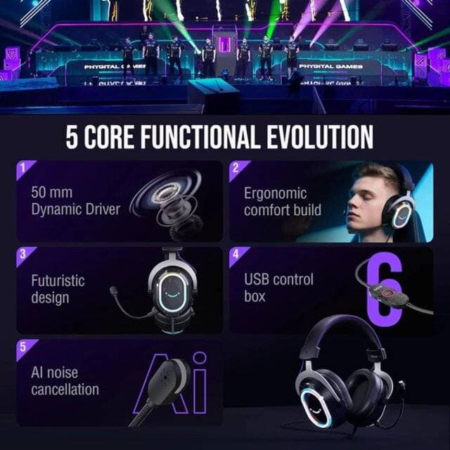 FIFINE H13 Gaming Headset 7.1 Wired Black RGB - Image 3
