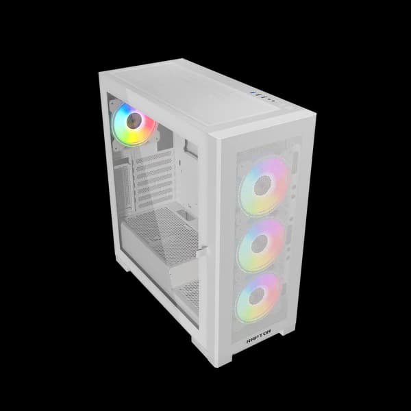 Raptor 290-XL ARCTIC HAWK RGB Mid Tower Case - White - Image 3