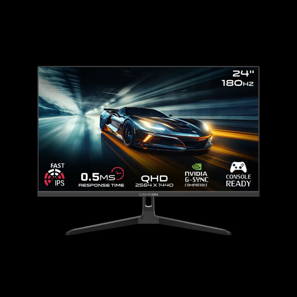 GAMEON GOAE24QHD180IPS Pro Series 24” QHD 180HZ, MPRT 0.5ms, HDMI 2.1, Fast IPS Gaming Monitor (Supports PS5) - Black - Image 1