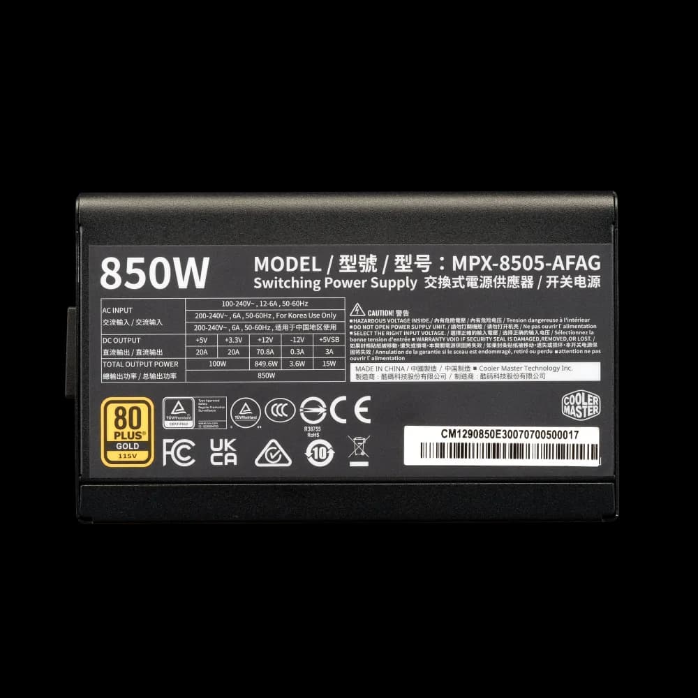 Cooler Master ELITE 850W 80 Gold Full Modular - Black - Image 3