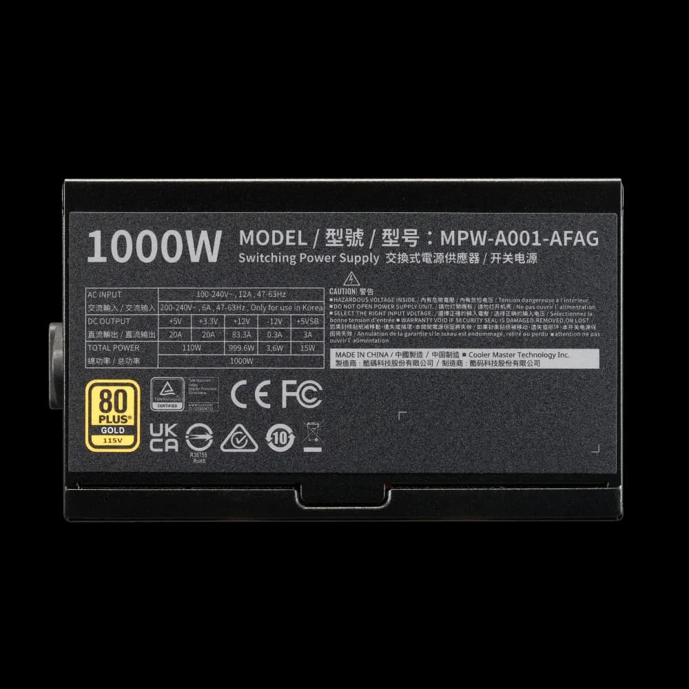 Cooler Master ELITE 1000W 80 Gold Full Modular - Black - Image 3