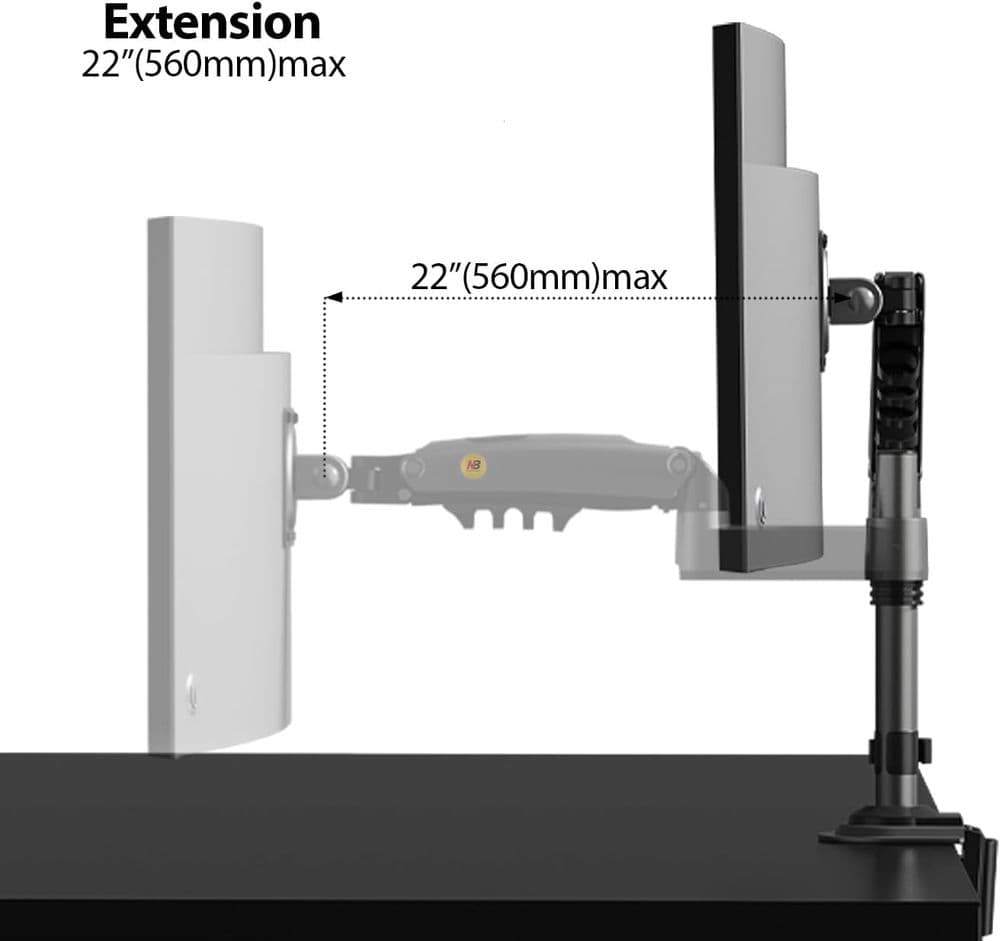 NB North Bayou H100 Monitor Desk Mount Long Arm - Image 7