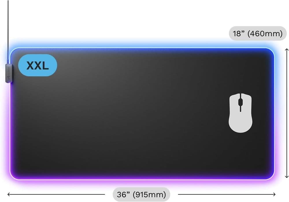 GLORIOUS GMP 2 GLED RGB Gaming Mousepad - XXL - InfiniGlow Edge - Image 5