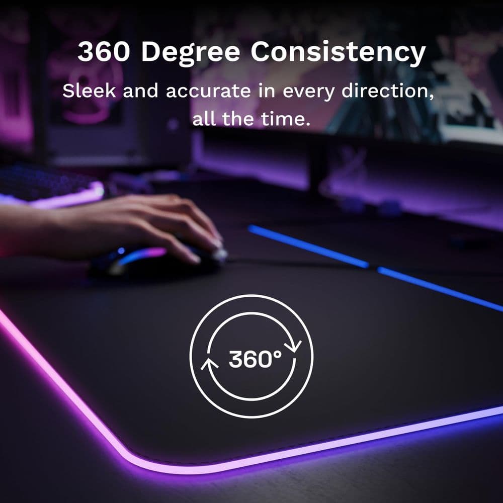 GLORIOUS GMP 2 GLED RGB Gaming Mousepad - XXL - InfiniGlow Edge - Image 4