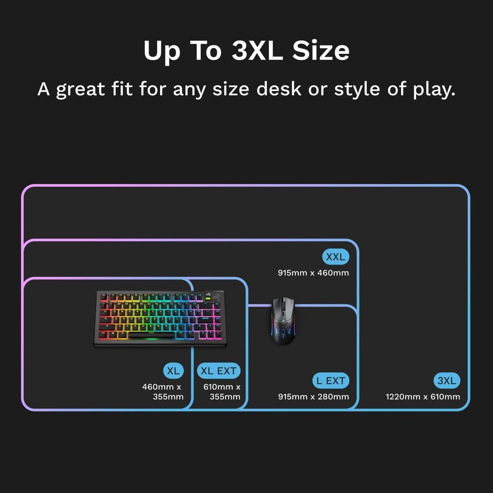 GLORIOUS GMP 2 GLED RGB Gaming Mousepad - XXL - InfiniGlow Edge - Image 9