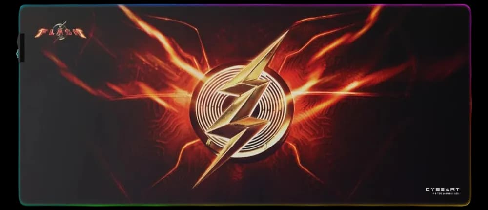 Cybeart The Flash Gaming Mouse Pad – Official DC Licensed, RGB Lighting, Micro-Woven Cloth, Spill-Proof, XXL 900x400mm - Image 1