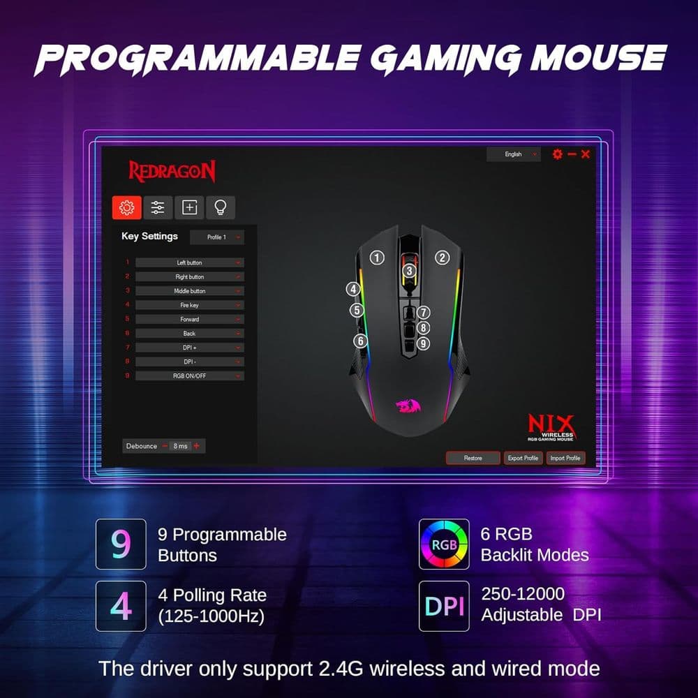 Redragon M914 Wireless Gaming Mouse - Image 6