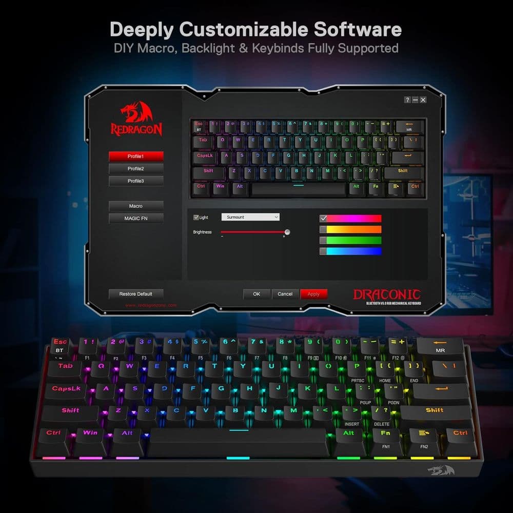 Redragon K530 Pro Draconic 60% Wireless RGB Mechanical Keyboard - Image 2