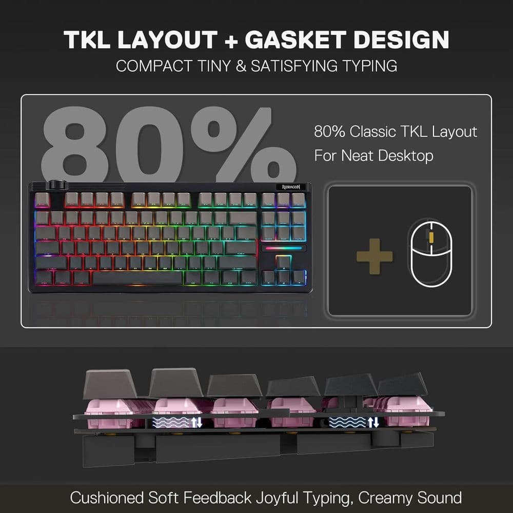 Redragon K729 PRO 80% Wireless Gasket RGB Gaming Keyboard - Image 2