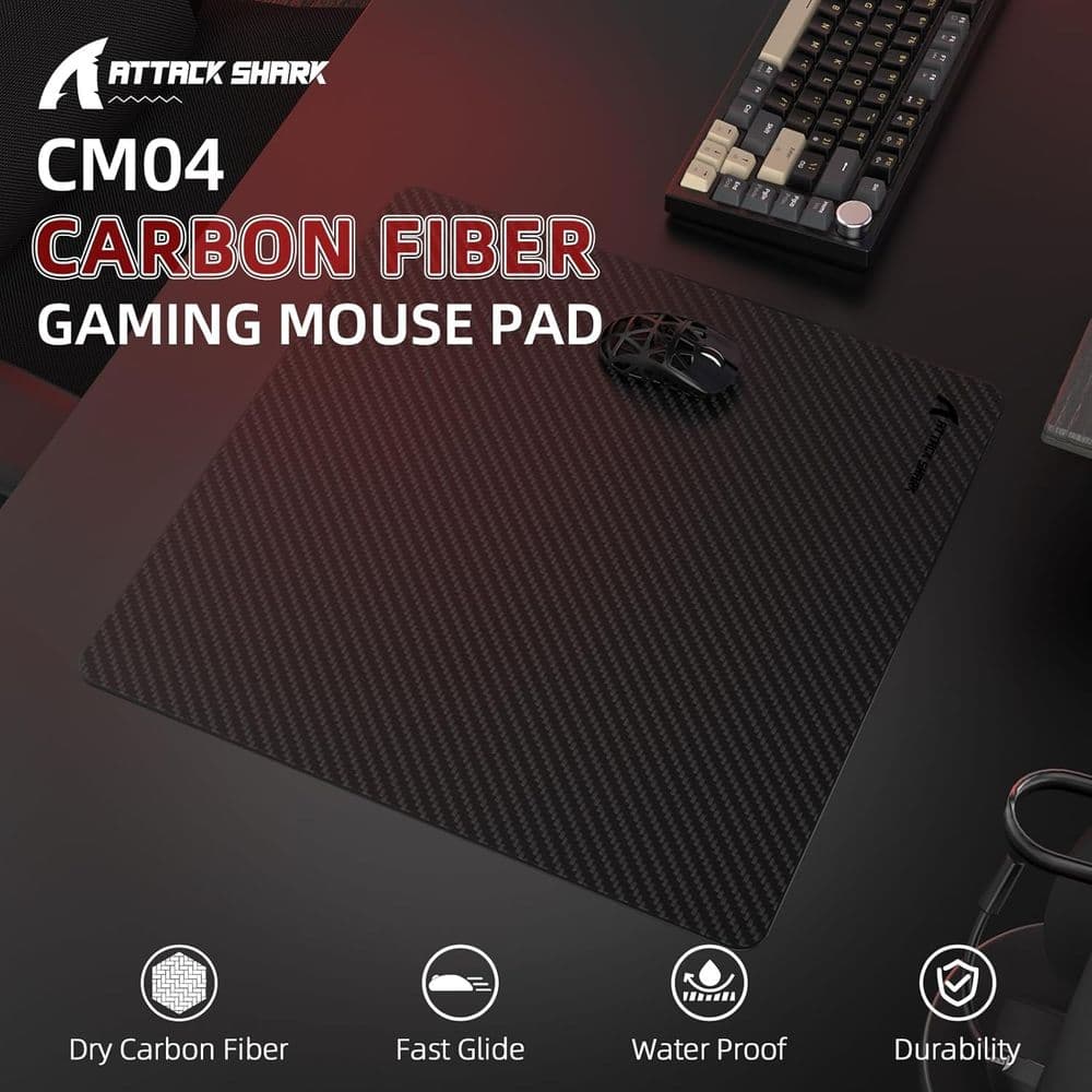 ATTACK SHARK CM04 XL 490*490mm eSport Carbon Fiber Gaming Mousepad - Eclipse Black - Image 6