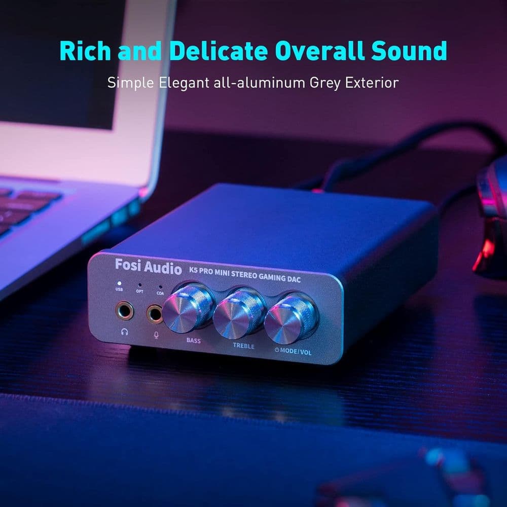 Fosi Audio K5 Pro Gaming DAC Headphone Amplifier Mini Hi-Fi Stereo Digital-to-Analog Audio Converter - Image 3