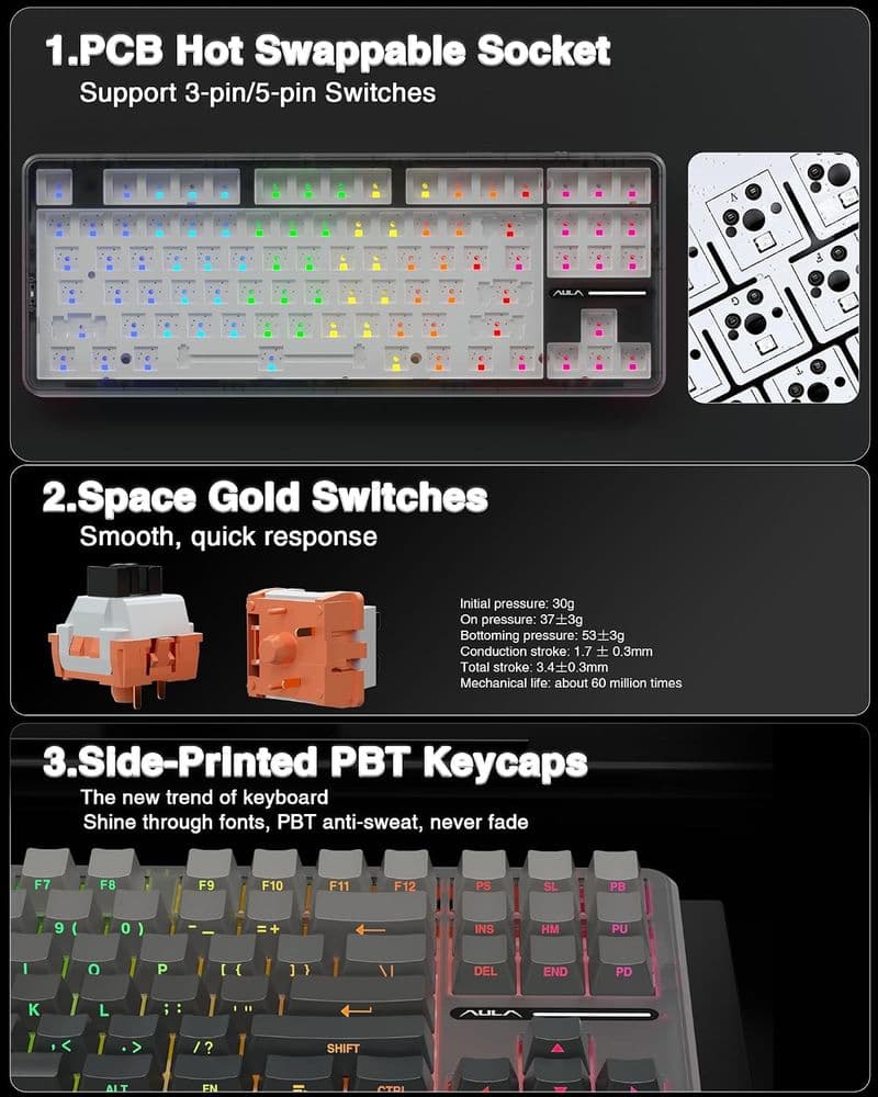 Aula F87 Pro Mechanical Keyboard - Image 3