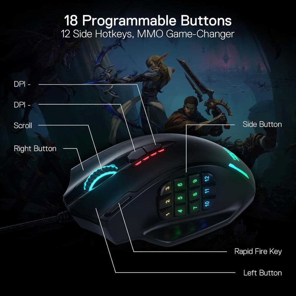 Redragon M908 Impact RGB LED MMO Gaming Mouse - Image 4
