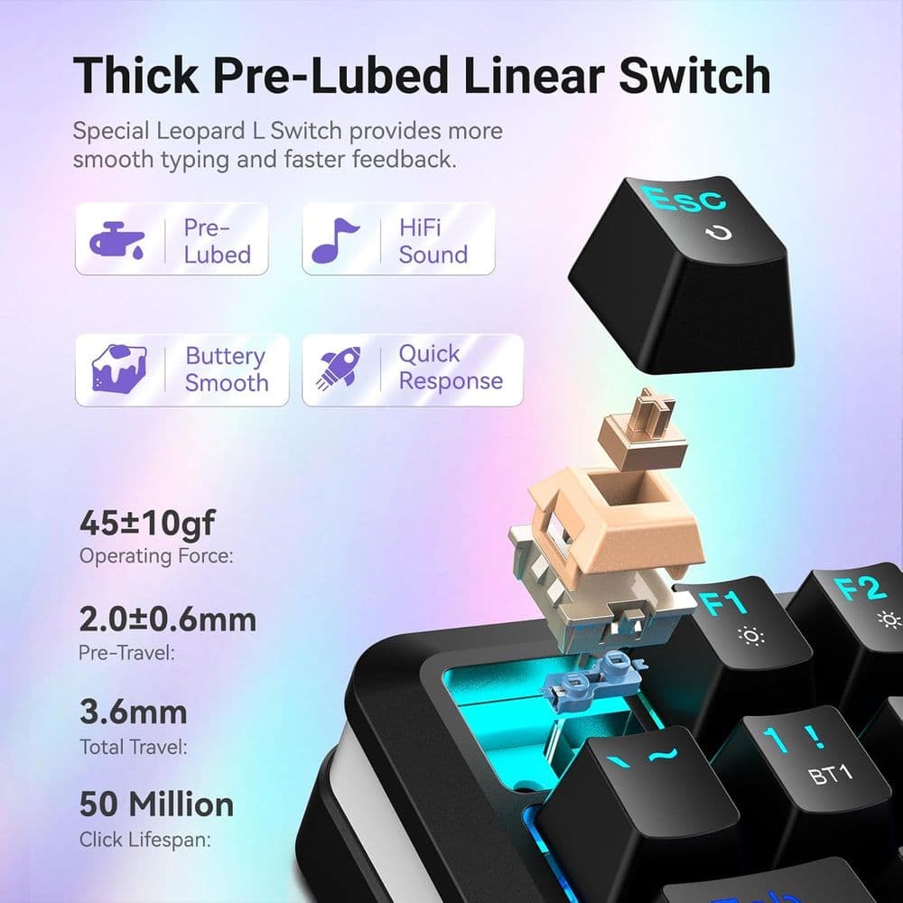 Redragon K708 FLEKACT PRO Tri-Mode 75% Wireless Mechanical Gaming Keyboard - Image 4