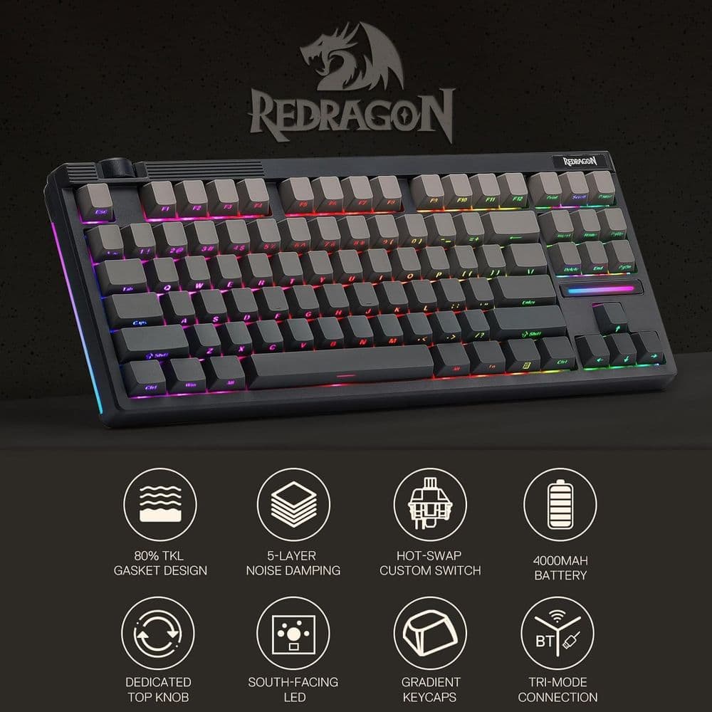 Redragon K729 PRO 80% Wireless Gasket RGB Gaming Keyboard - Image 4