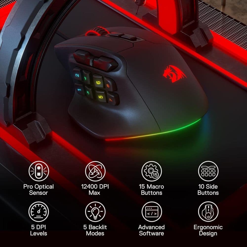 Redragon M811 Aatrox MMO Gaming Mouse - Image 3