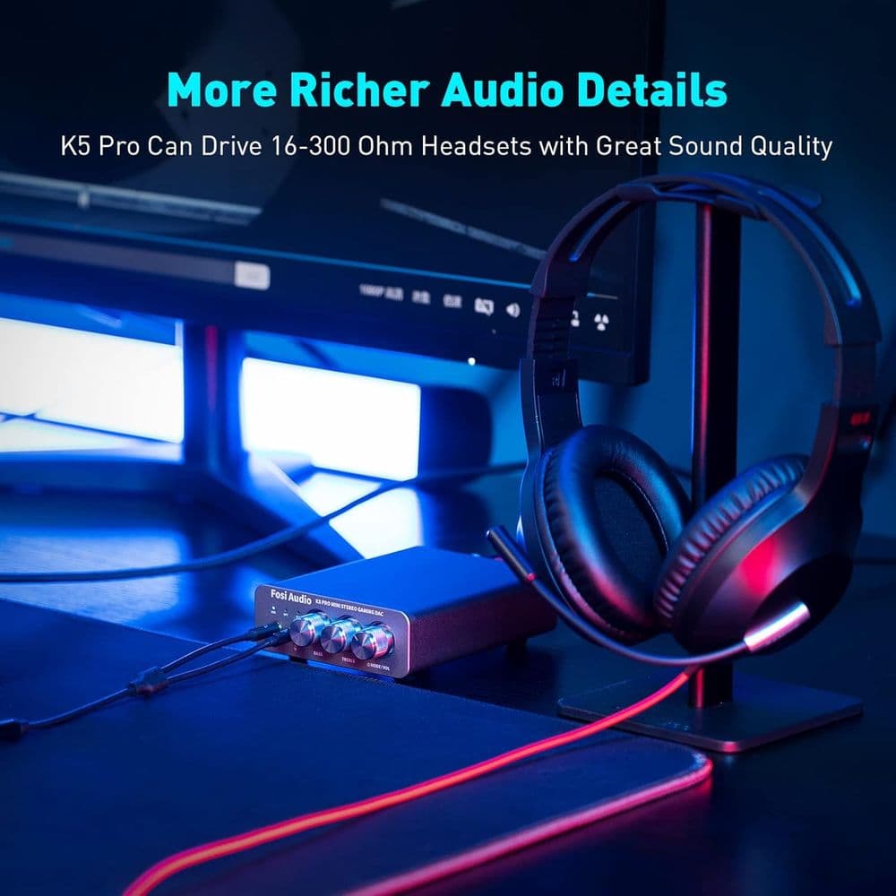 Fosi Audio K5 Pro Gaming DAC Headphone Amplifier Mini Hi-Fi Stereo Digital-to-Analog Audio Converter - Image 5