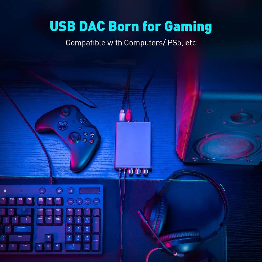 Fosi Audio K5 Pro Gaming DAC Headphone Amplifier Mini Hi-Fi Stereo Digital-to-Analog Audio Converter - Image 2