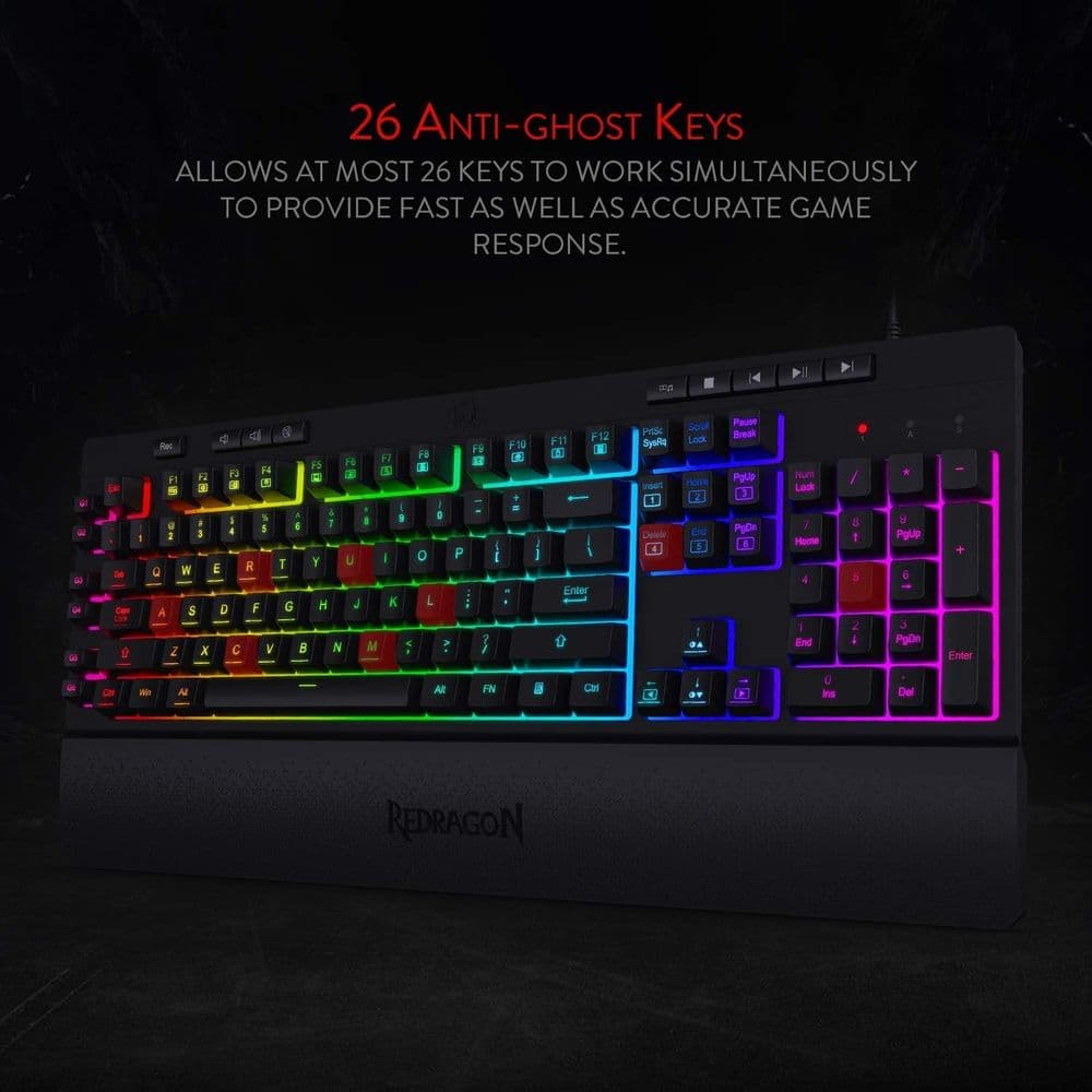 Redragon K512 Shiva RGB Backlit Membrane Gaming Keyboard - Image 6