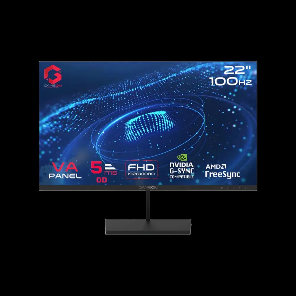 GAMEON GB22F100 Basic Series 22" FHD, 100Hz, 5ms, VA Panel Gaming Monitor - Black - Image 1