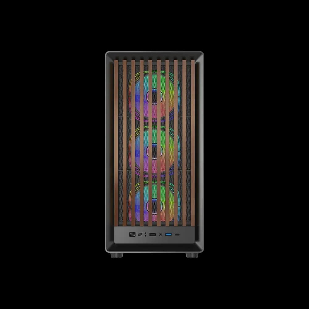 GAMEON TIMBERI Midnight Series ARGB + PWM Mid Tower Gaming Case - Wood/Black - Image 5