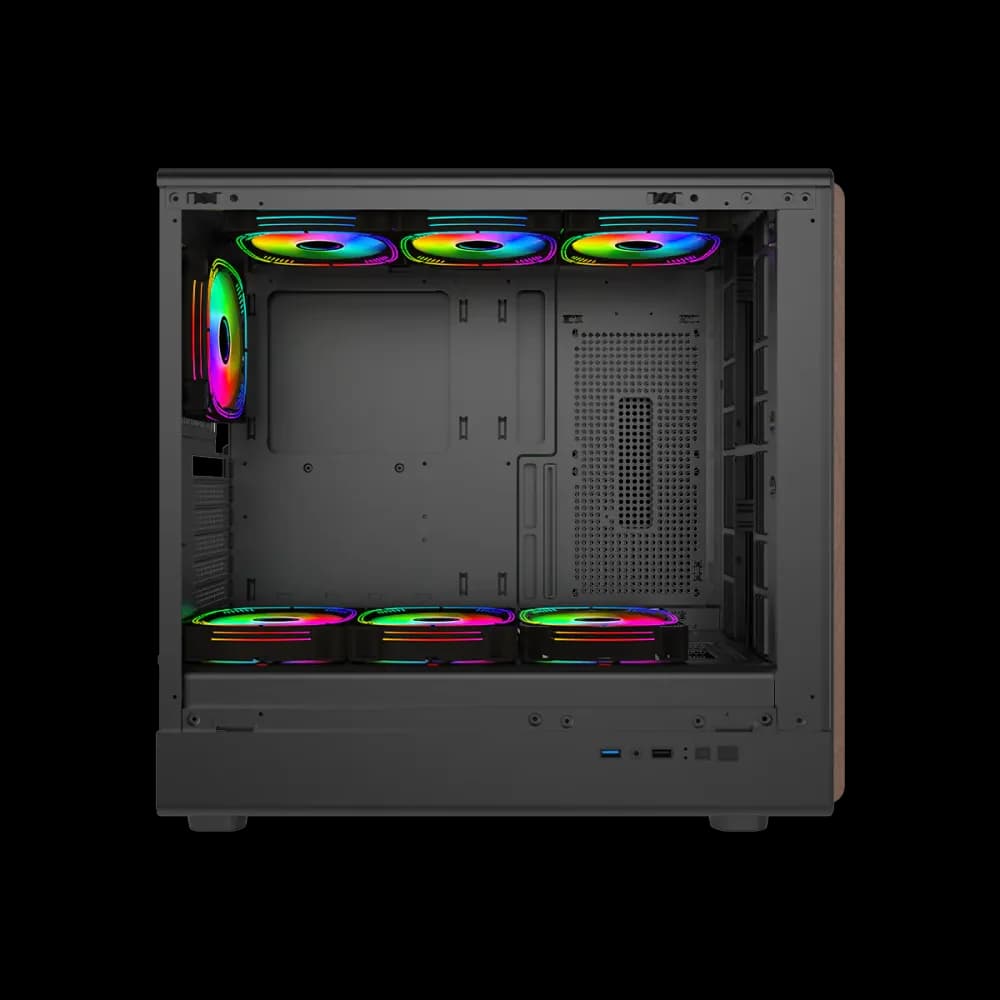 GAMEON TIMBER Midnight Series ARGB + PWM Mid Tower Gaming Case - Wood/Black - Image 5