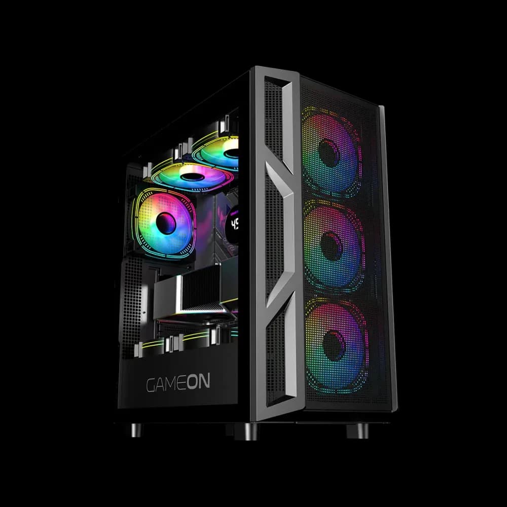 GAMEON Trident IV-M POWERFORGE Series Mid Tower Gaming Case with 750W Power Supply Pre-Installed - Black - Image 2