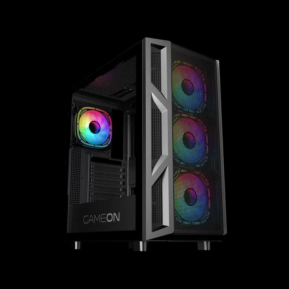 GAMEON Trident IV-M POWERFORGE Series Mid Tower Gaming Case with 750W Power Supply Pre-Installed - Black - Image 3