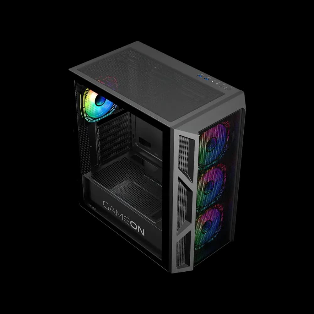 GAMEON Trident IV-M POWERFORGE Series Mid Tower Gaming Case with 750W Power Supply Pre-Installed - Black - Image 6