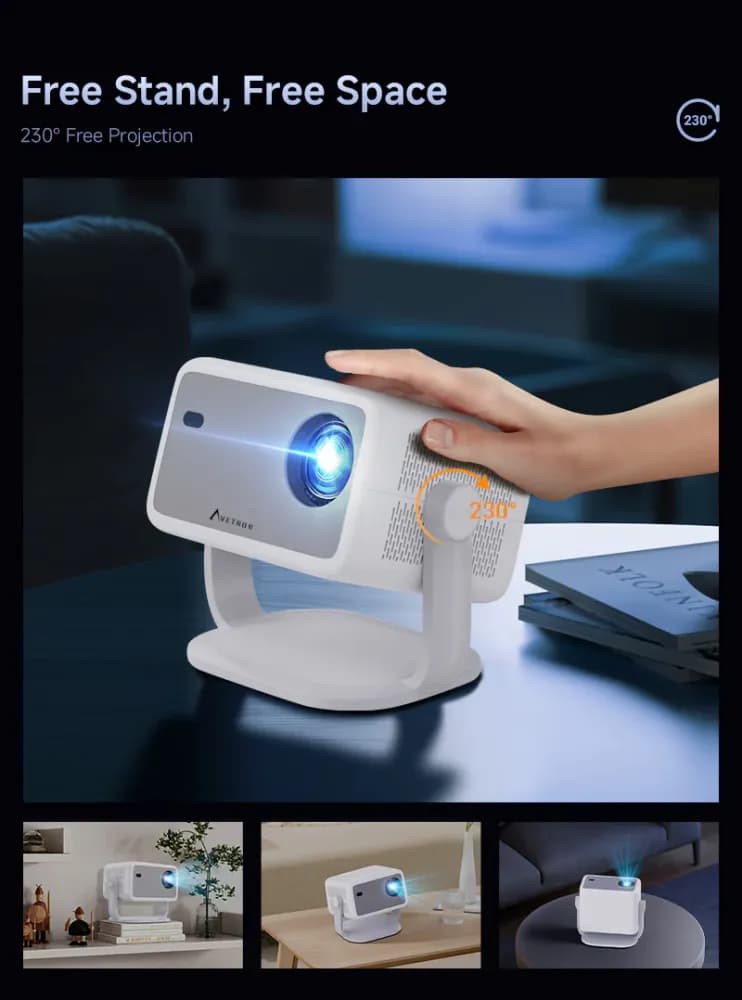 Avetron 3.5″ LCD Projector – 1080P Native, 250 ANSI Lumens, Android 11, 4K Support, Auto Focus, 120″ Max Display, LED Lamp, Built-in 5W Speaker - Image 5