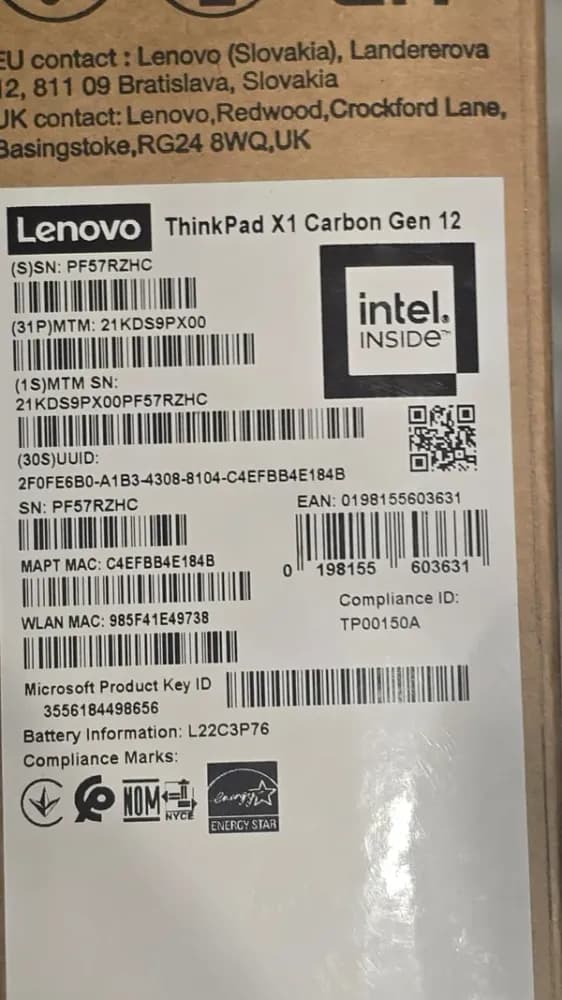 Lenovo ThinkPad X1 Carbon - (PX00) Intel Core Ultra 7-155U, RAM 32GB, SSD 1TB, Intel® Graphics, 14.0 Inch WUXGA IPS, Black - Image 7