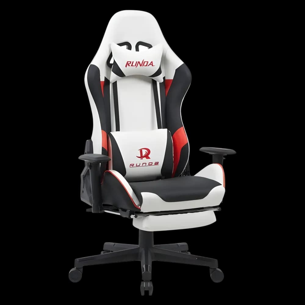 Runda Gaming Chair 6021 (White / Red / Black) - Image 1