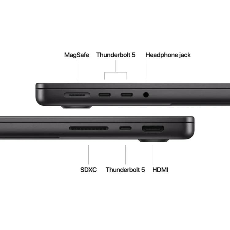 Apple 14.2" MacBook Pro M4 Max chip 14-core CPU - 36GB RAM - 1TB SSD - 32‑core GPU - Arabic (Space Black) - Image 7