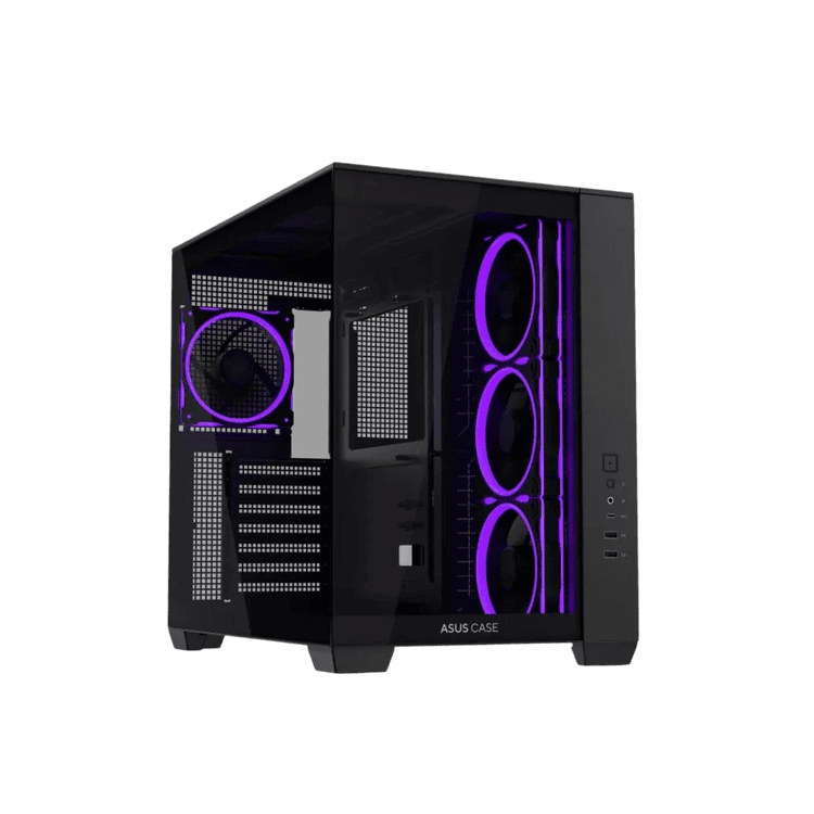 ASUS A32 PLUS ARGB Panoramic Gaming Case - Dual-Chamber Mid-Tower - Black - Image 1
