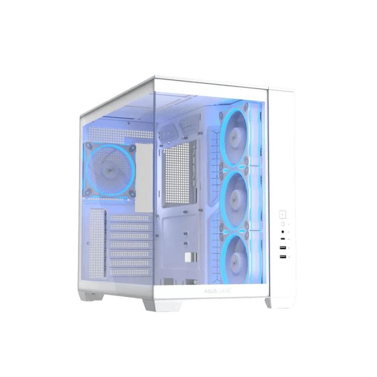 ASUS A32 PLUS ARGB Panoramic Gaming Case - White Edition - Dual-Chamber Mid-Tower - Image 1