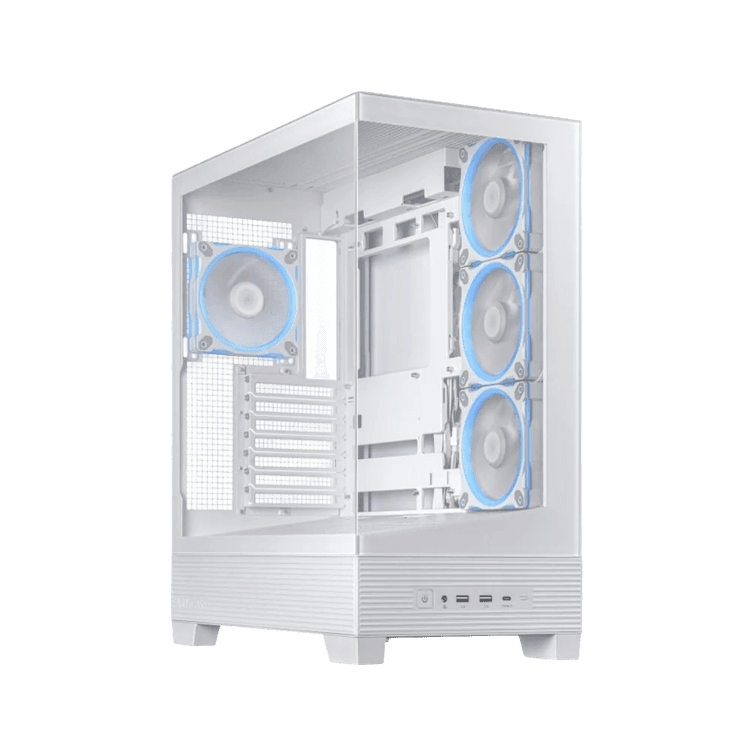 ASUS A31 PLUS ARGB Panoramic Gaming Case - BTF Compatible - White - Image 1