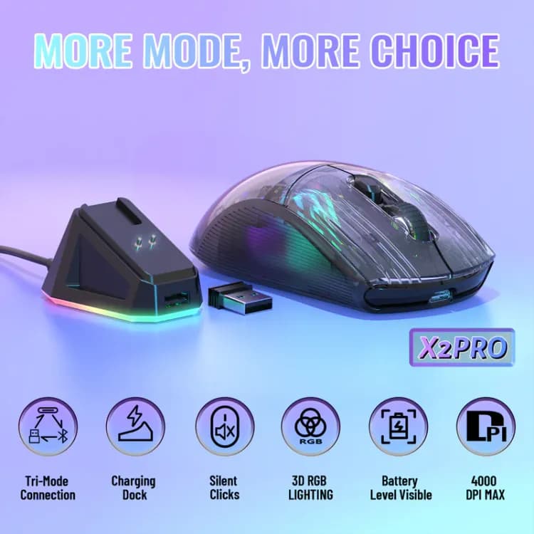 ATTACK SHARK X2PRO Wireless Gaming Mouse with Charging Dock - Image 4