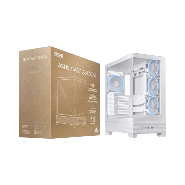 ASUS A31 PLUS ARGB Panoramic Gaming Case - BTF Compatible - White - Image 5