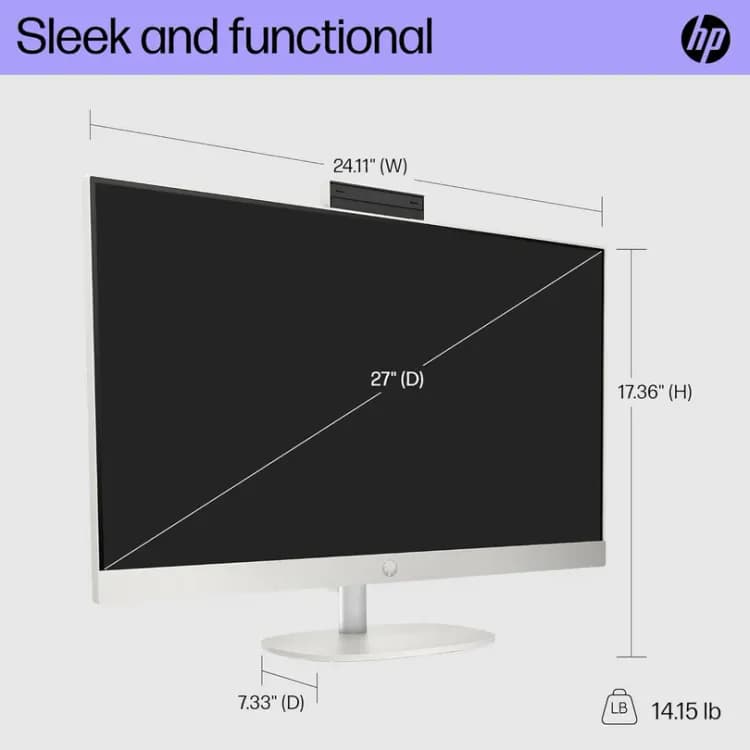 HP AIO 27-cr1004ne PC - 27" FHD 60Hz Touch Screen - Intel Core Ultra 7 155U - 16GB RAM - 512GB SSD - Shared - WIN 11 PRO K - Image 11