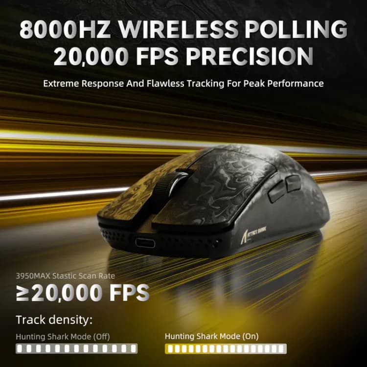 ATTACK SHARK R11 ULTRA Carbon Fiber Wireless 8K PAW3950MAX Gaming Mouse - Image 6