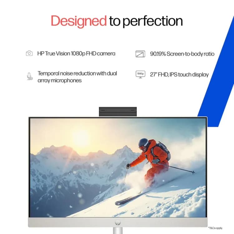 HP AIO 27-cr1004ne PC - 27" FHD 60Hz Touch Screen - Intel Core Ultra 7 155U - 16GB RAM - 512GB SSD - Shared - WIN 11 PRO K - Image 9