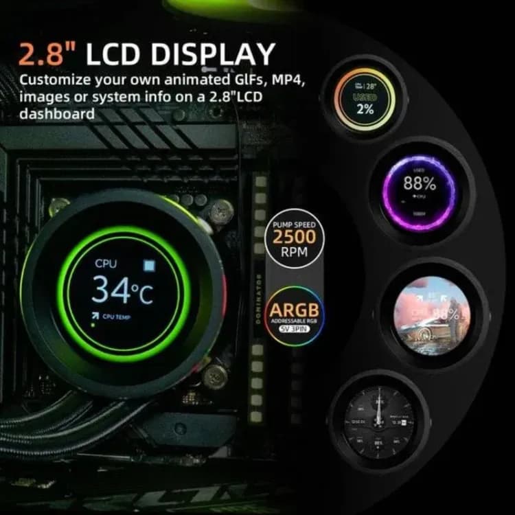 SAMA SM360 PRO White AIO Liquid CPU Cooler - Image 7