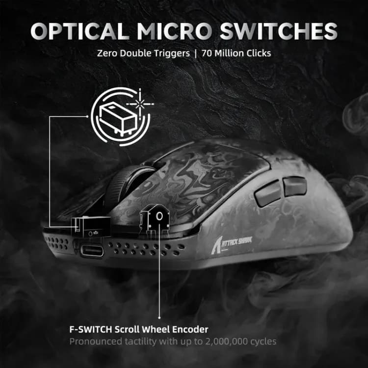 ATTACK SHARK R11 ULTRA Carbon Fiber Wireless 8K PAW3950MAX Gaming Mouse - Image 7